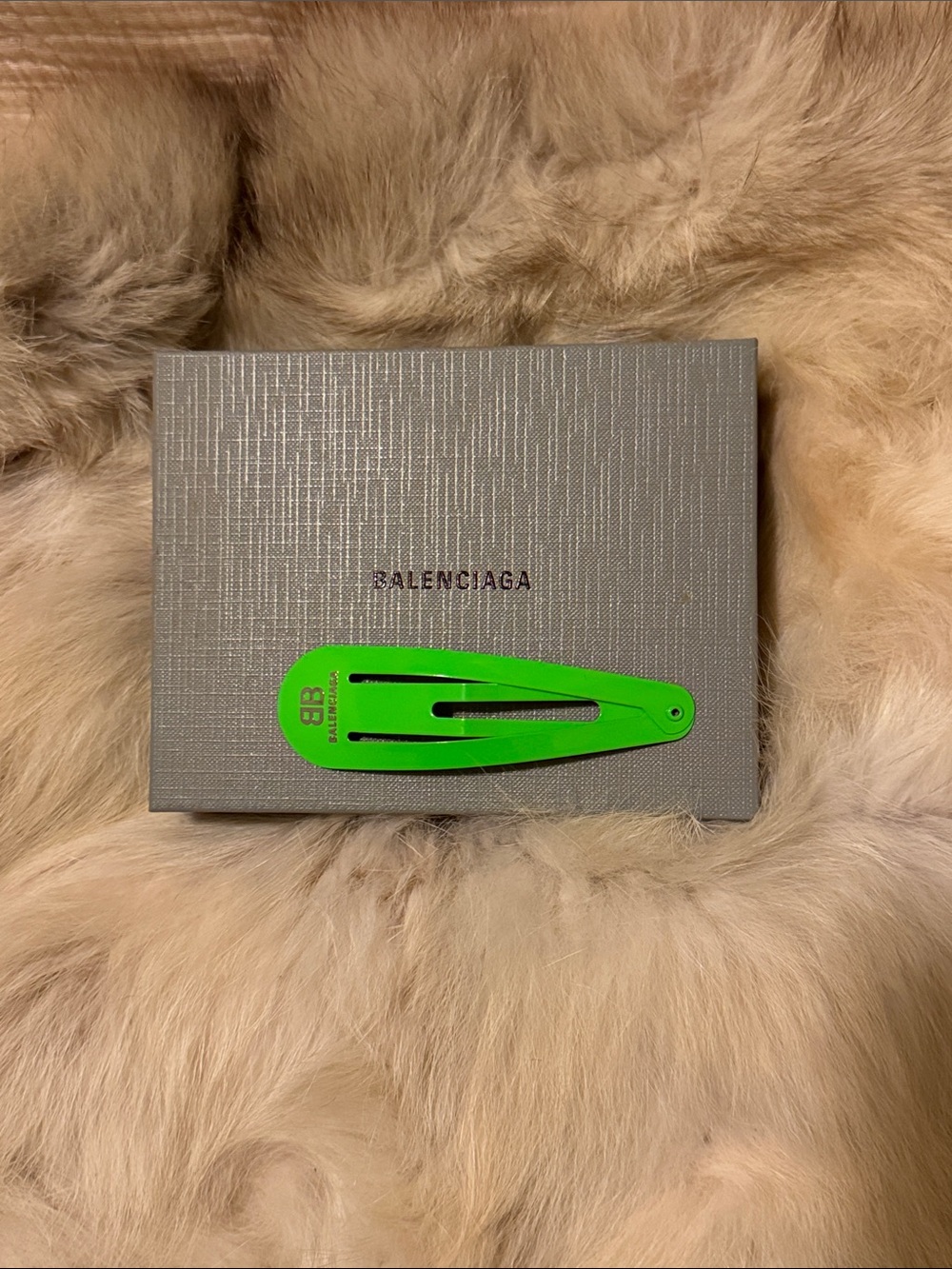 NEW Balenciaga Neon Green Snap Hair Clip